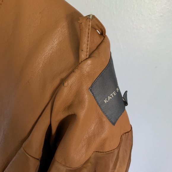 EUC Kate & Mallory Convertible Cognac Leather Vest Moto Jacket Perforated Detail - Picture 9 of 15